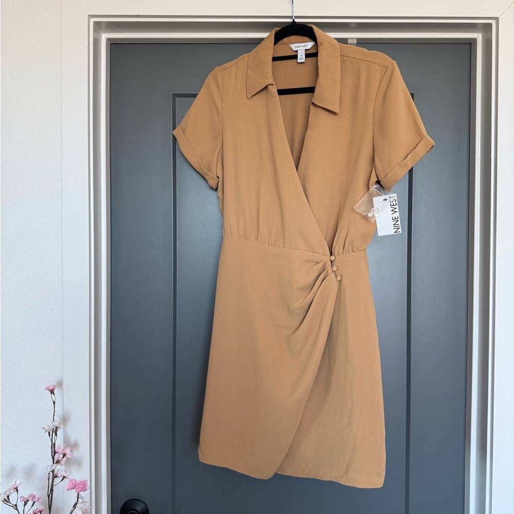Nine West Camel Wrap Mini Dress
